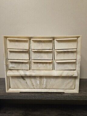 Vintage AKRO-MILS Cabinets Marble-Pattern Desktop Storage Organizer - 10 Drawers